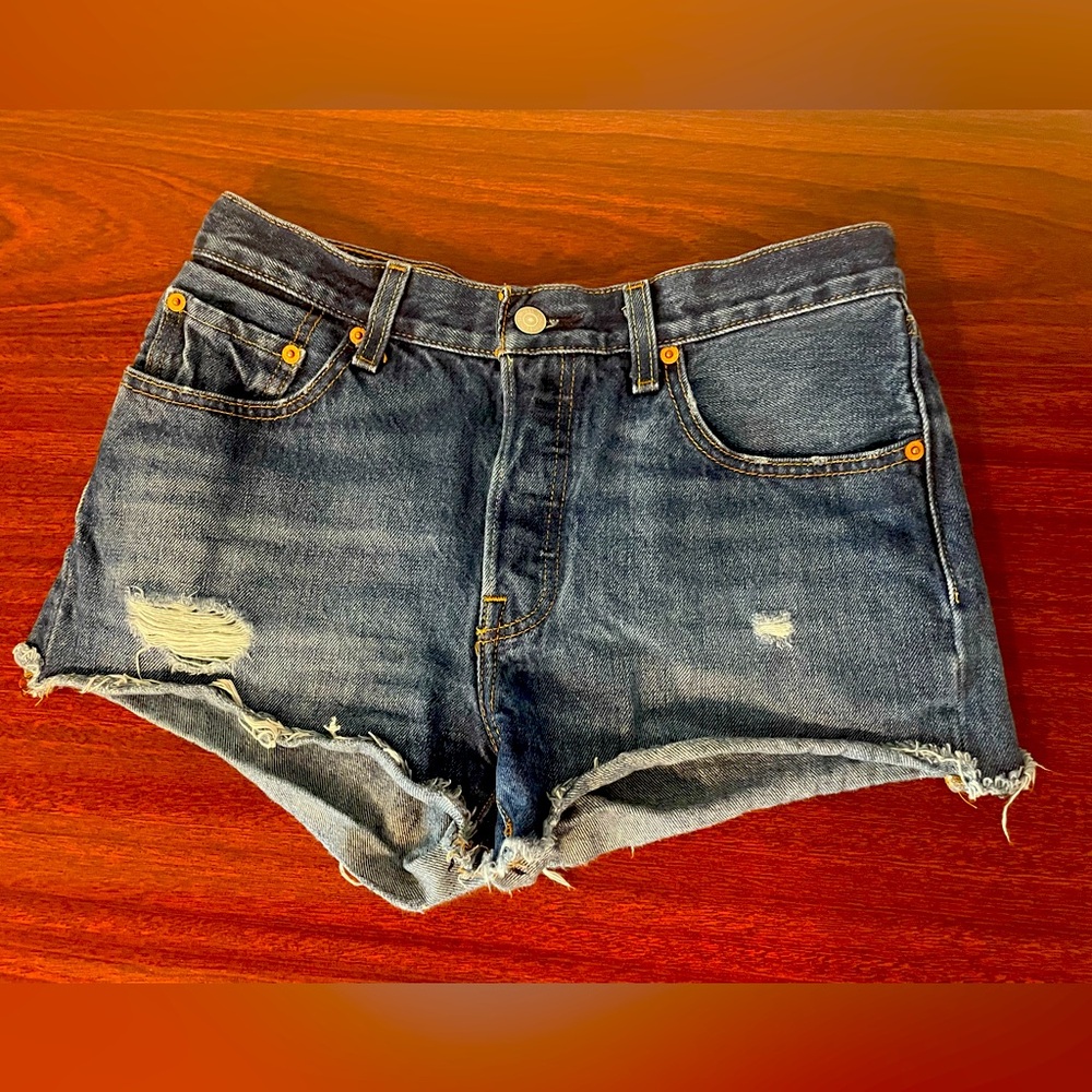 Levi’s 501 Distressed Denim Shorts, in Silverlake; size 27